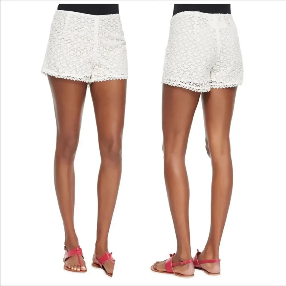 Joie NWT Lace Shorts Floral High Rise Ivory White Romantic Size 10